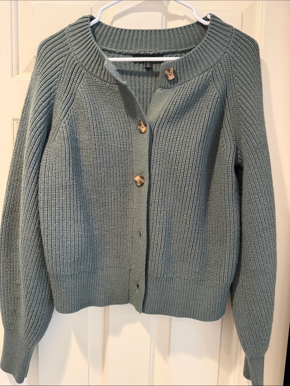 Banana Republic Sage Green Ribbed Button Cardigan